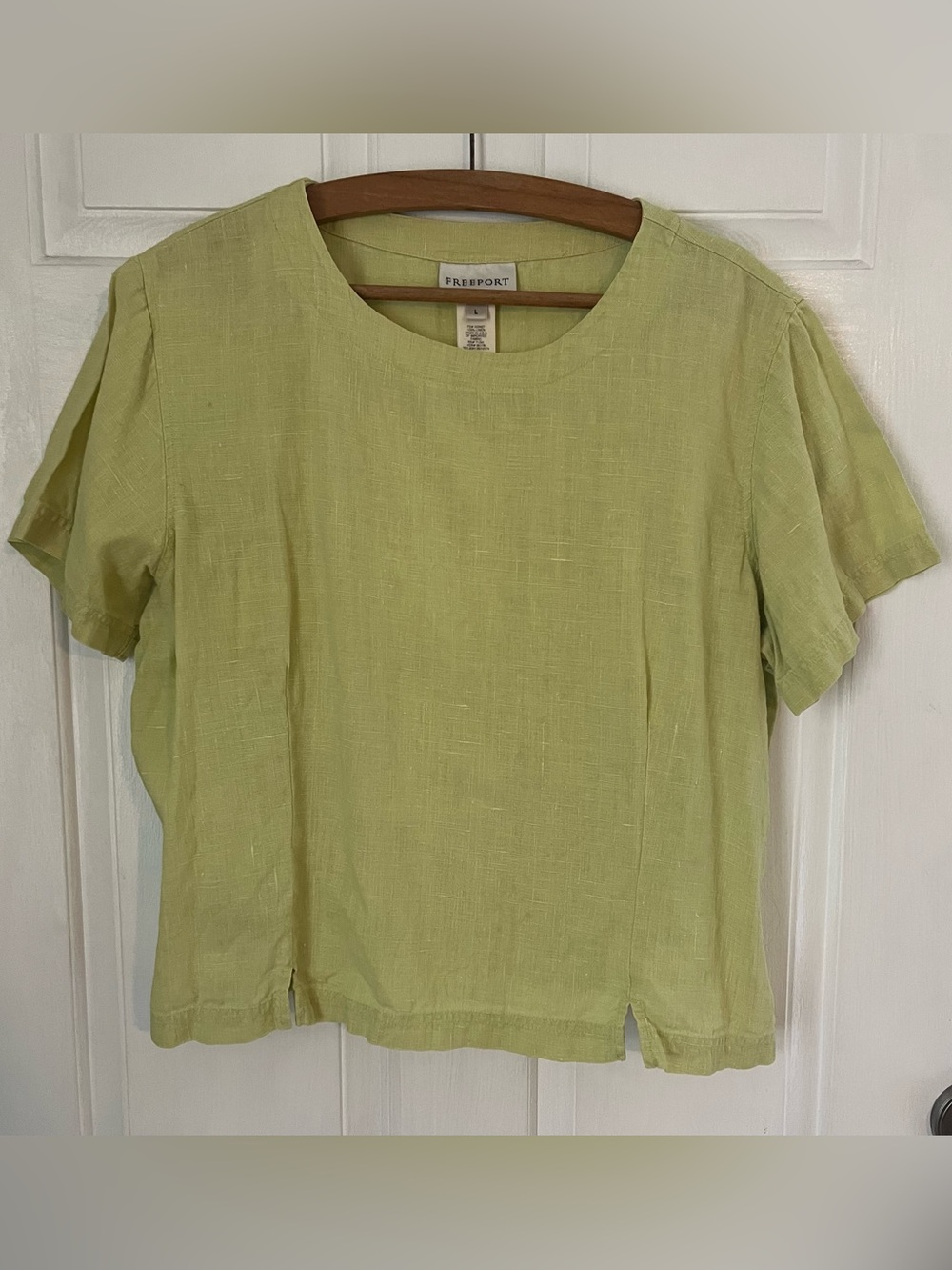 Freeport Studio Women's Lemon Lime Linen Short-Sleeve Top Large